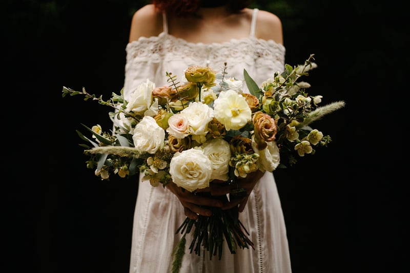 Bride walking in a forest
